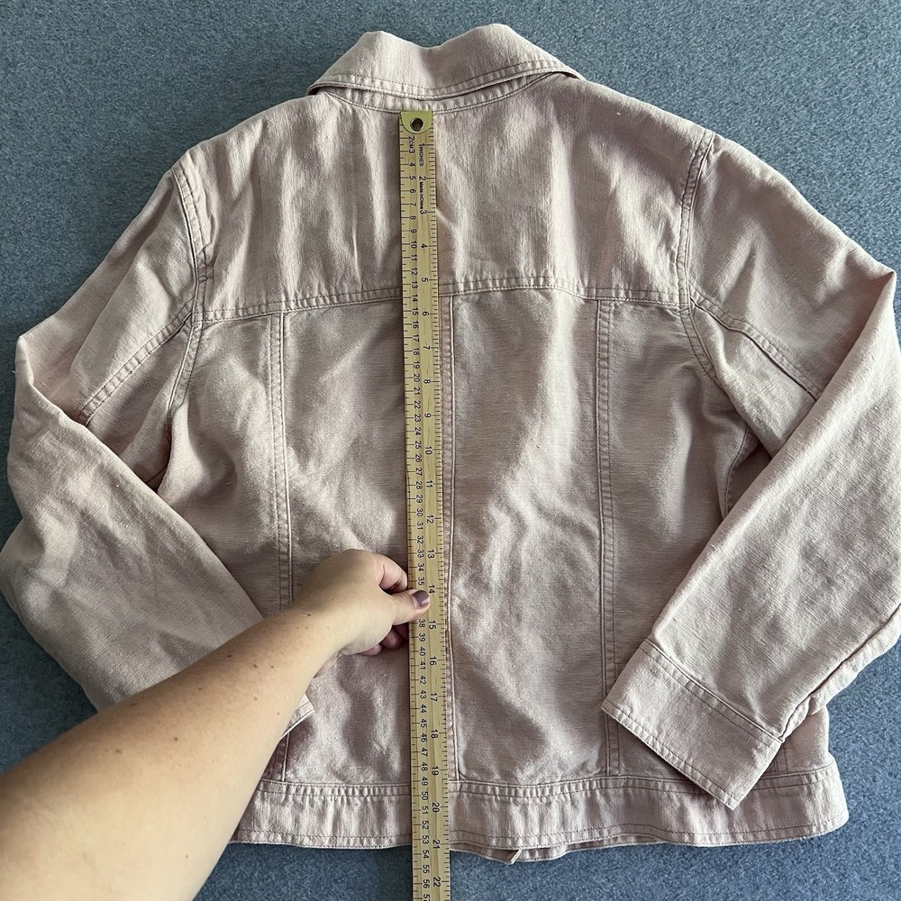 J. JILL COTTON LINEN LONG SLEEVE DENIM JACKET SIZE PM‎ PALE PINK BOHO COUNTRY CH - Picture 10 of 12